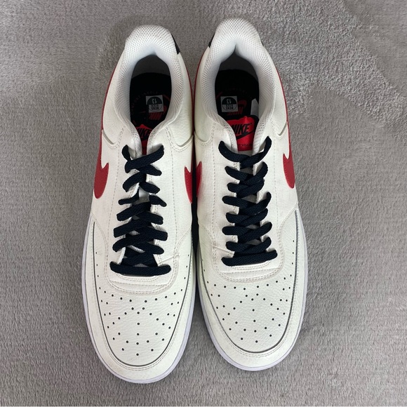 Nike Court Vision Low Sail Men's Sneakers Shoes Size 13 White Red Leather - Picture 8 of 11